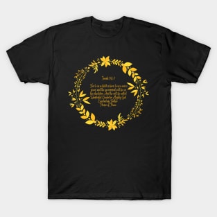 For Unto Us a Child is Born - Bible Verse Gold Lettering - Christian Christmas Design T-Shirt